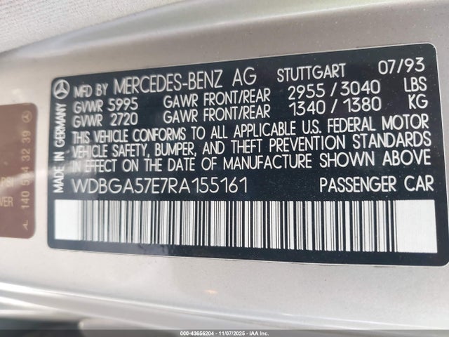 1994 MERCEDES-BENZ S WDBGA57E7RA155161 Photo 8