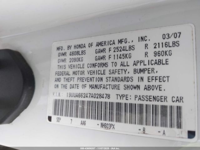 2007 ACURA TL 19UUA66247A028478 Photo 8