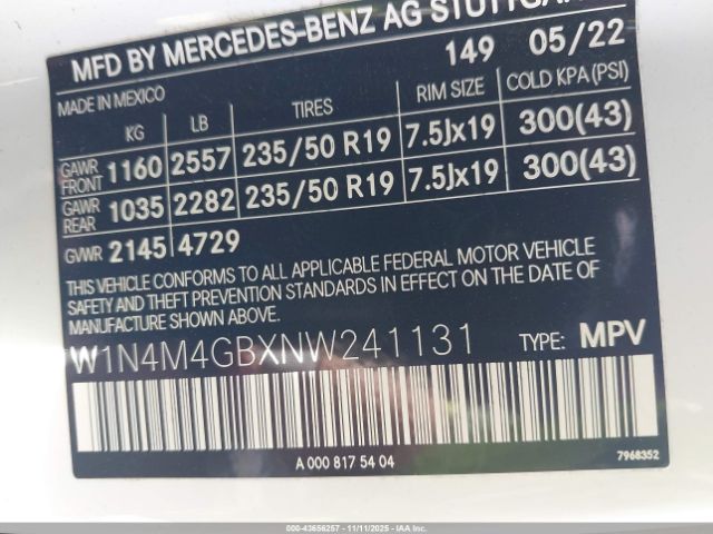 2022 MERCEDES-BENZ GLB 250 W1N4M4GBXNW241131 Photo 8
