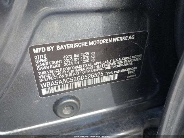 BMW 528I 2016 WBA5A5C52GD526525 Image 9
