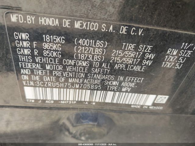 2018 HONDA HR-V 3CZRU5H75JM705895 Photo 8