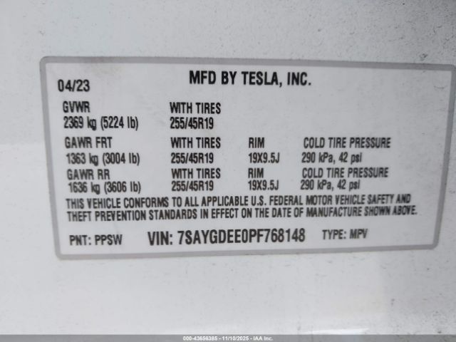 2023 TESLA MODEL Y 7SAYGDEE0PF768148 Photo 8