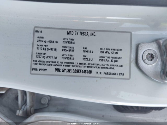 2019 TESLA MODEL 3 5YJ3E1EB9KF448160 Photo 8