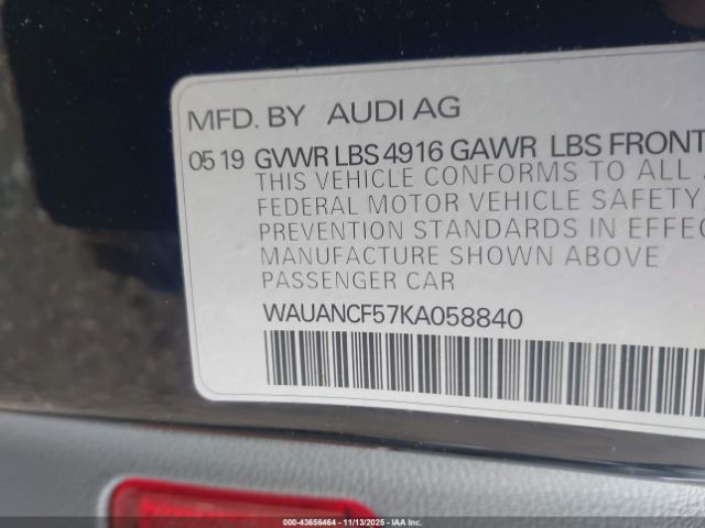 2019 AUDI A5 WAUANCF57KA058840 Photo 8