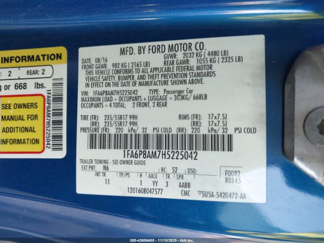 2017 FORD MUSTANG 1FA6P8AM7H5225042 Photo 8