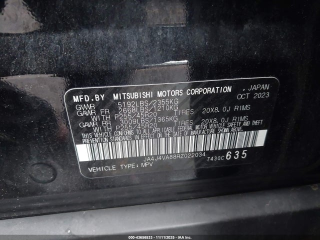 2024 MITSUBISHI OUTLANDER JA4J4VA88RZ022034 Photo 8