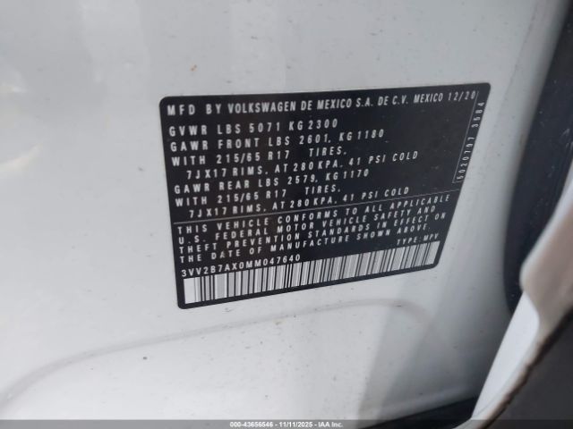 2021 VOLKSWAGEN TIGUAN 3VV2B7AX0MM047640 Photo 8