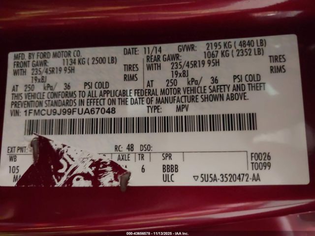 2015 FORD ESCAPE 1FMCU9J99FUA67048 Photo 8