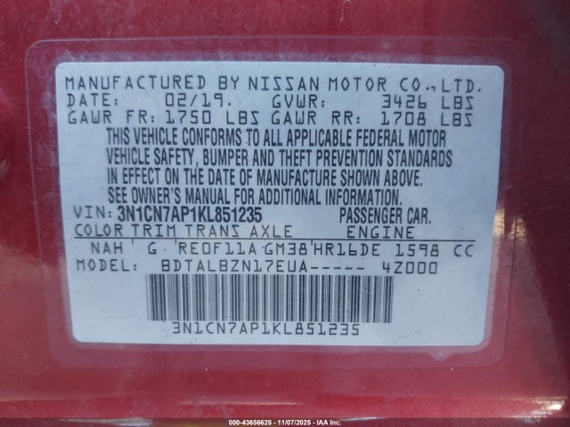 Nissan Versa 1.6 Sv 2019 3N1CN7AP1KL851235 Image 9