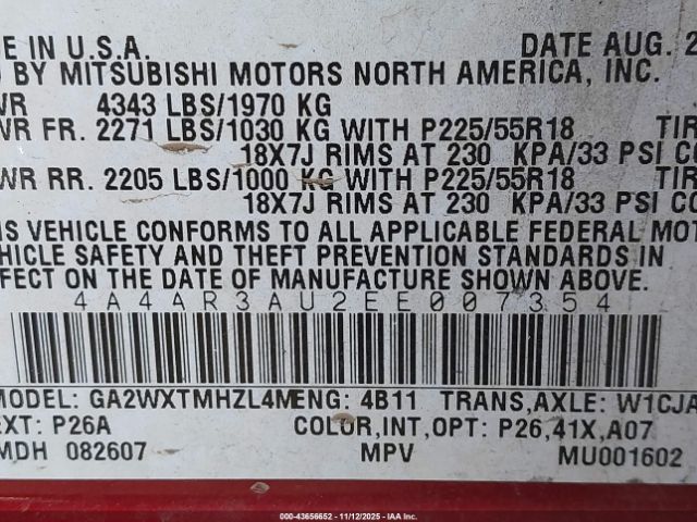 2014 MITSUBISHI OUTLANDER SPORT 4A4AR3AU2EE007354 Photo 8