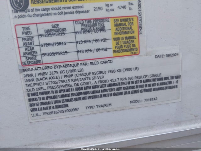 7PKBE162XS1000997 Seed Cargo Trailer 7