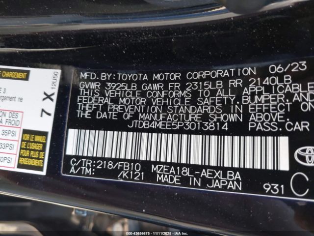 2023 TOYOTA COROLLA JTDB4MEE5P3013814 Photo 8