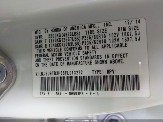 2015 ACURA RDX 5J8TB3H55FL013232 Photo 8