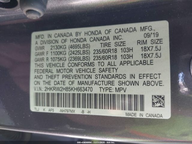 2019 HONDA CR-V 2HKRW2H85KH663470 Photo 8