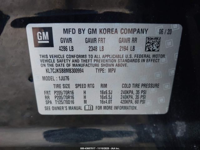 2021 CHEVROLET TRAX KL7CJKSB8MB300994 Photo 8