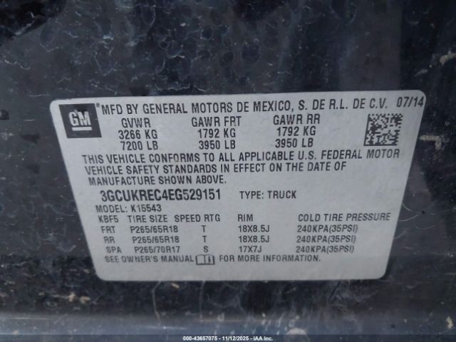 2014 CHEVROLET SILVERADO 1500 3GCUKREC4EG529151 Photo 8