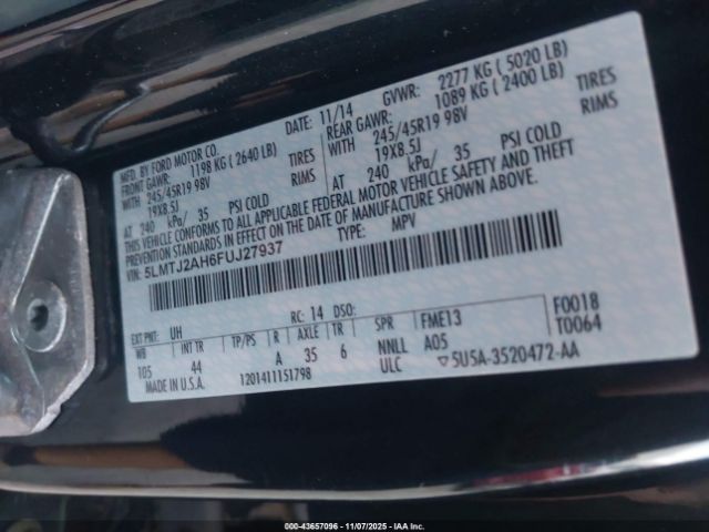 2015 LINCOLN MKC 5LMTJ2AH6FUJ27937 Photo 8