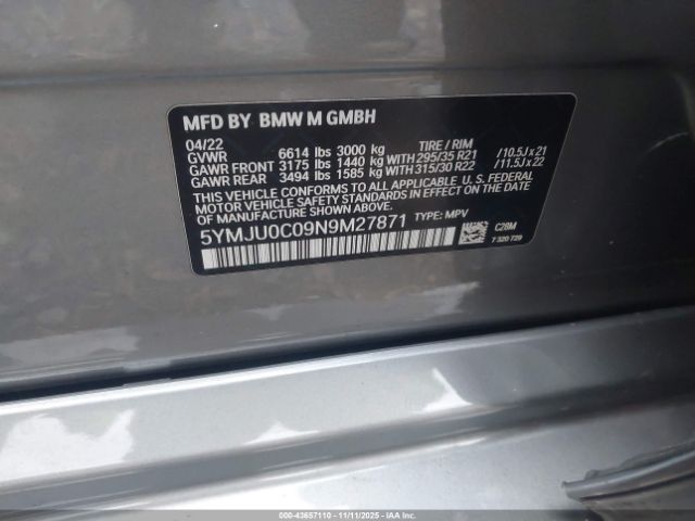 2022 BMW X5 M 5YMJU0C09N9M27871 Photo 8