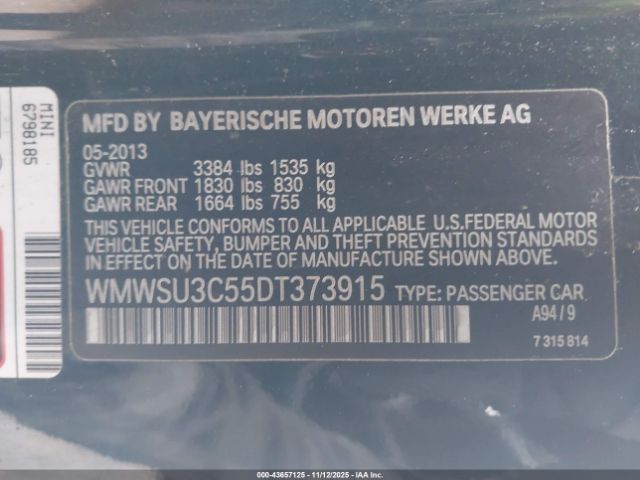 2013 MINI HARDTOP WMWSU3C55DT373915 Photo 8