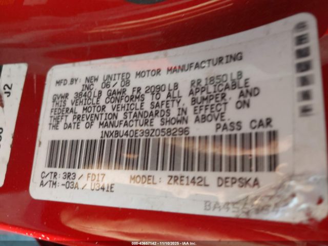 2009 TOYOTA COROLLA 1NXBU40E39Z058296 Photo 8