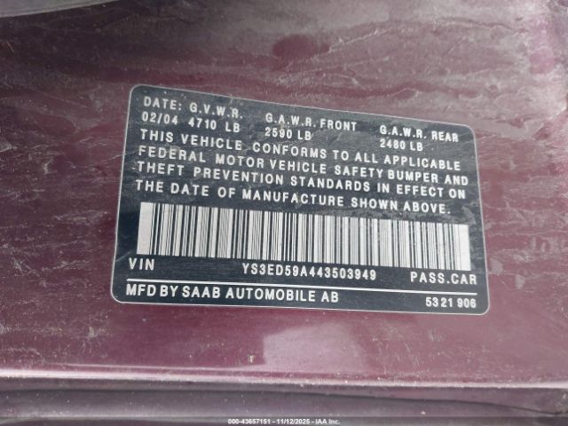 2004 SAAB 9-5 YS3ED59A443503949 Photo 8