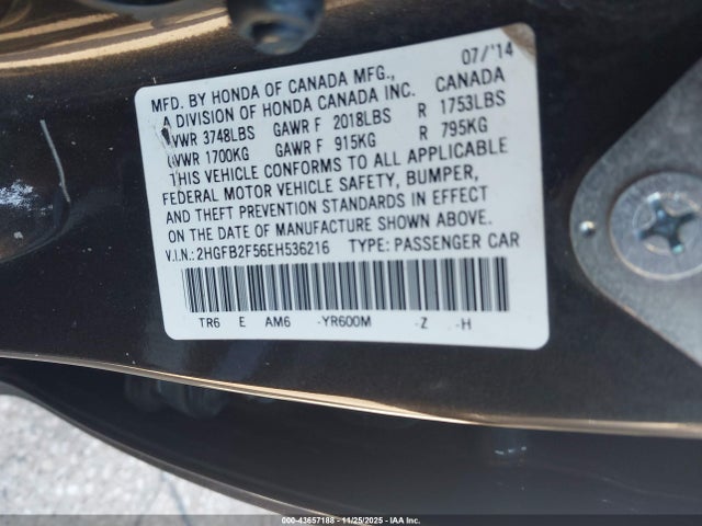 Honda Civic Lx 2014 2HGFB2F56EH536216 Image 9