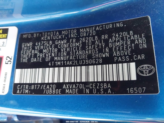 Toyota CAMRY SE 2020 4T1M11AK2LU390628 Image 9