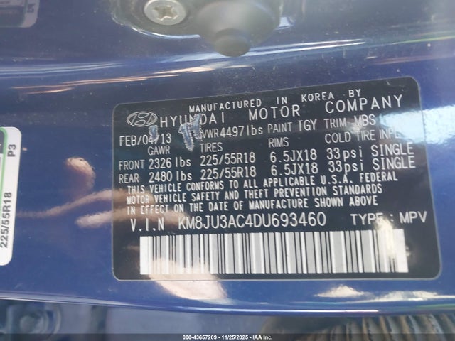 Продажа на аукционе авто 2013 Hyundai Tucson Limited, vin: KM8JU3AC4DU693460, номер лота: 43657209
