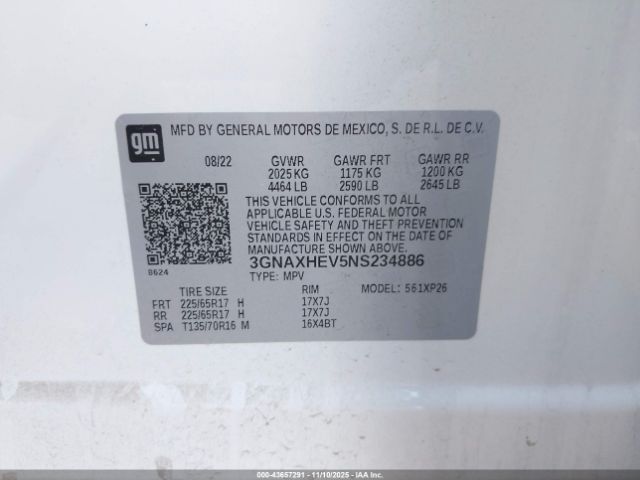 2022 CHEVROLET EQUINOX 3GNAXHEV5NS234886 Photo 8