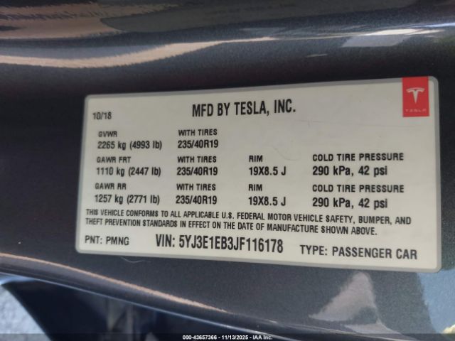 2018 TESLA MODEL 3 5YJ3E1EB3JF116178 Photo 8