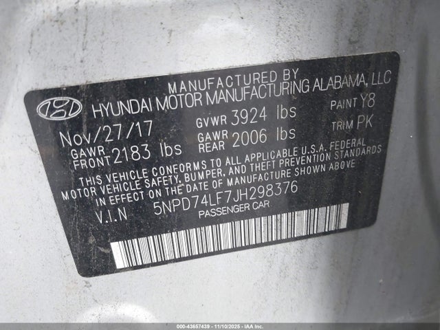 Hyundai ELANTRA SE 2018 5NPD74LF7JH298376 Image 9