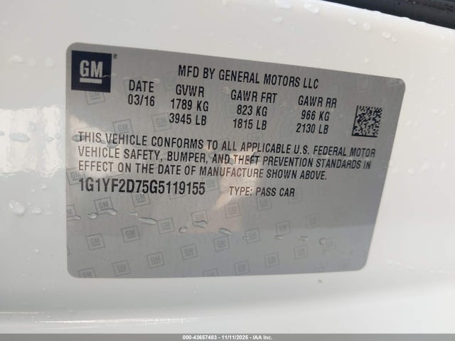 1G1YF2D75G5119155 Chevrolet CORVETTE STINGRAY