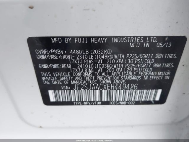 2014 SUBARU FORESTER JF2SJAACXEH449426 Photo 8