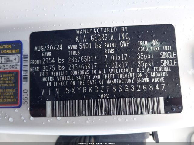 2025 KIA SORENTO 5XYRKDJF8SG326847 Photo 8