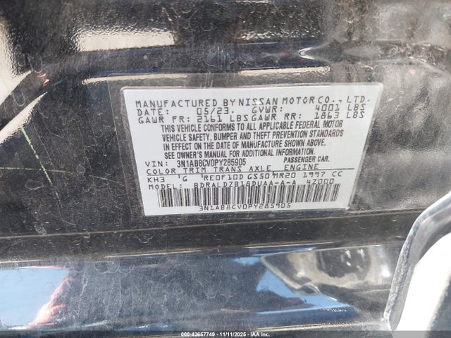 3N1AB8CV0PY285905 Nissan Sentra Sv Xtronic Cvt