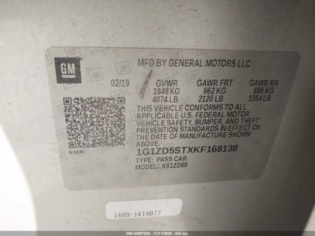 2019 CHEVROLET MALIBU 1G1ZD5STXKF168138 Photo 8