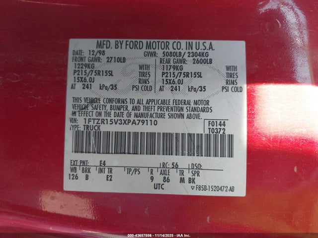 1999 FORD RANGER 1FTZR15V3XPA79110 Photo 8