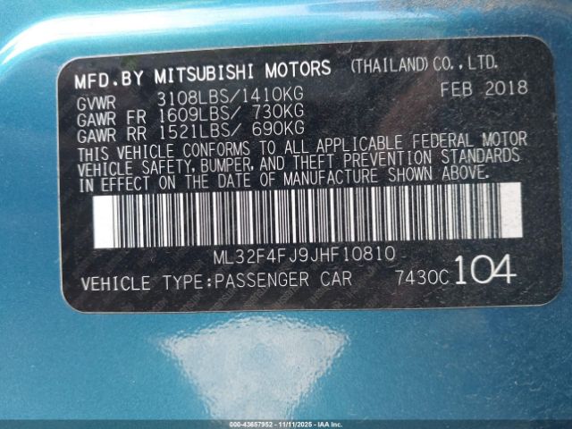 2018 MITSUBISHI MIRAGE G4 ML32F4FJ9JHF10810 Photo 8