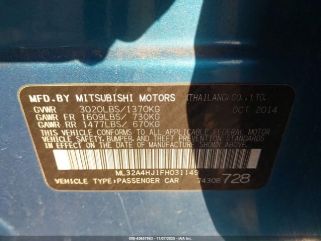 2015 MITSUBISHI MIRAGE ML32A4HJ1FH031149 Photo 8