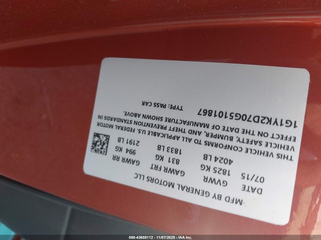 Продаж на аукціоні авто 2016 Chevrolet Corvette Stingray Z51, vin: 1G1YK2D70G5101867, номер лоту: 43658112