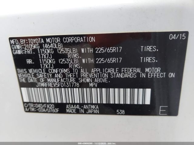 2015 TOYOTA RAV4 JTMRFREV5FD131778 Photo 8