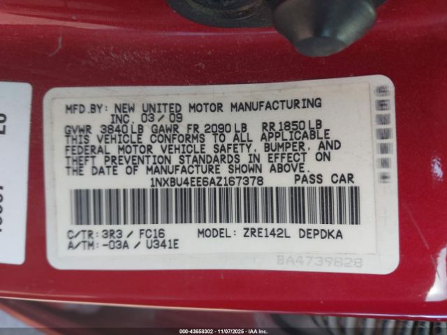 2010 TOYOTA COROLLA 1NXBU4EE6AZ167378 Photo 8