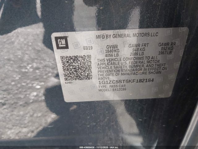 2019 CHEVROLET MALIBU 1G1ZC5ST6KF182184 Photo 8