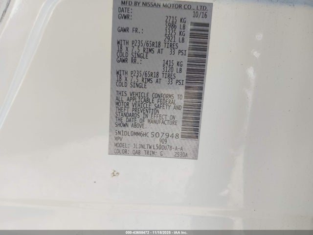 5N1DL0MM6HC507948 Infiniti QX60