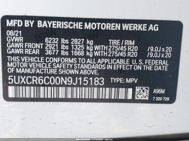 2022 BMW X5 5UXCR6C00N9J15183 Photo 8