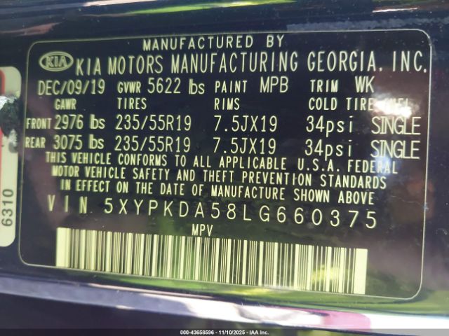 2020 KIA SORENTO 5XYPKDA58LG660375 Photo 8