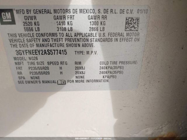 2010 CADILLAC SRX 3GYFNEEY2AS577415 Photo 8