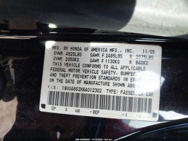 2006 ACURA TL 19UUA662X6A012302 Photo 8