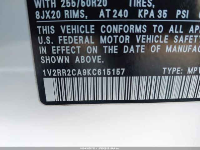 2019 VOLKSWAGEN ATLAS 1V2RR2CA9KC615157 Photo 8