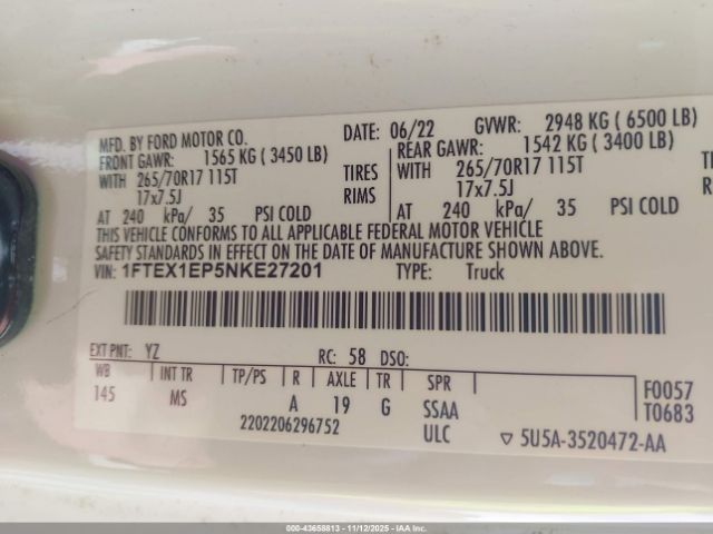 2022 FORD F-150 1FTEX1EP5NKE27201 Photo 8
